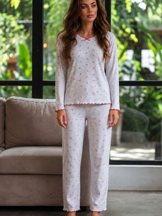 Lindros Set De Pijamale Dama De Iarnă Gri