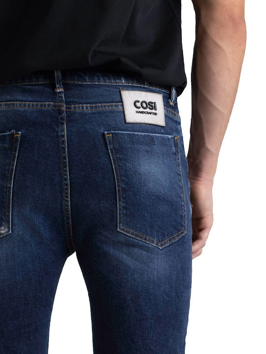 Men's Jeans Pants Elastic Slim Fit Blue Denim