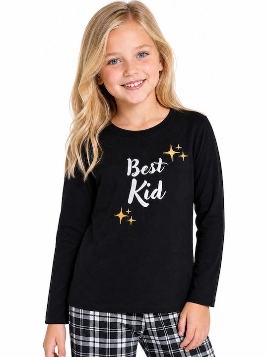 Comfort Pijamale Copii Iarna Bumbac Negru