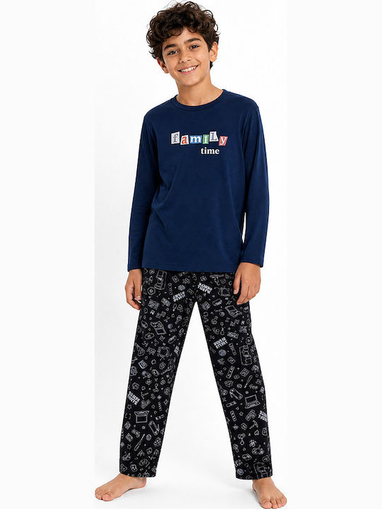 Comfort Kinder-Nachtwäsche Winter Baumwolle Blau