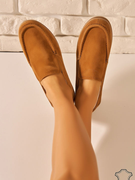 Slip-on-uri pentru femei de piele maro