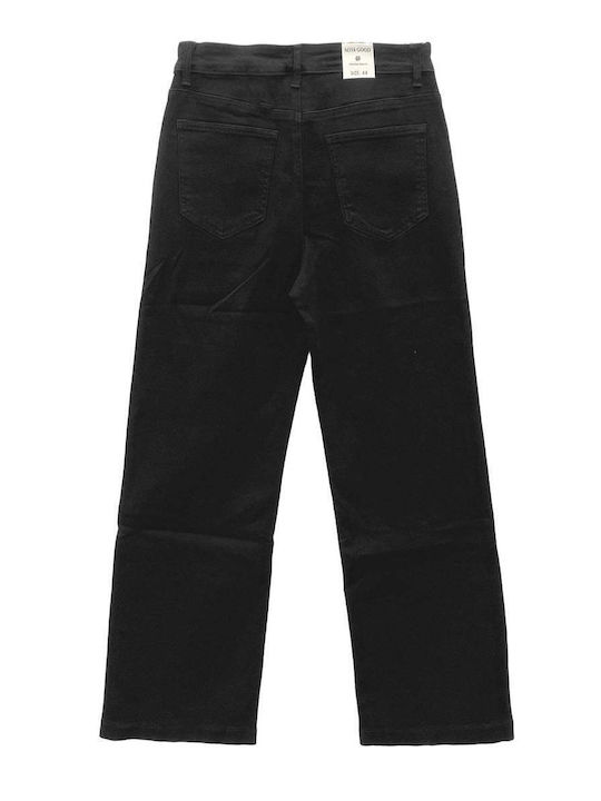 High Rise Women's Jean Pants in Wide Leg Black