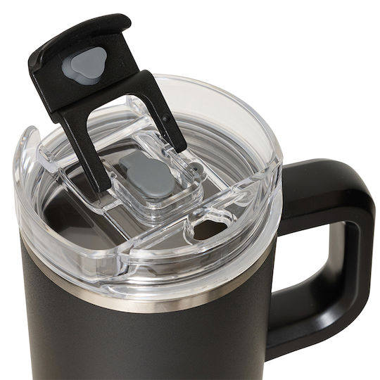 5Five Thermos Stainless Steel Bottle 600ml Black with Handle and Straw