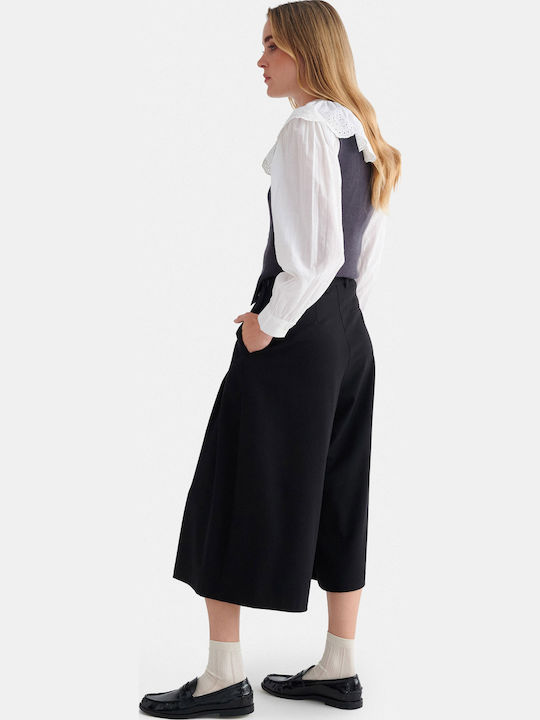 Women's High Rise Zip Culottes Black