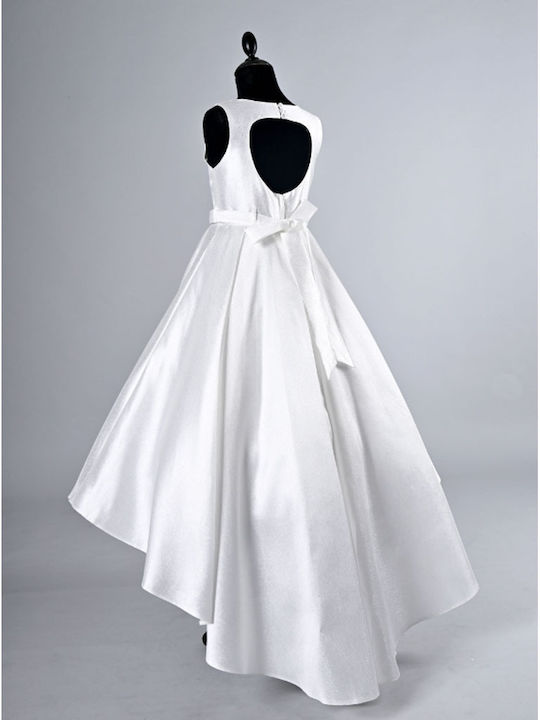 Girls Satin Dress Broken White