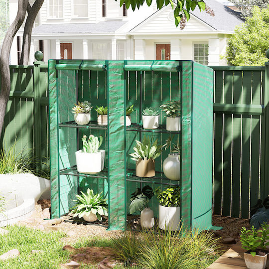 84H-241V00GN House Type Greenhouse with Shelves 1.44x0.48x1.52m