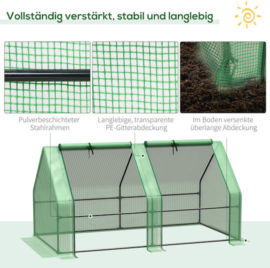 845-204V03GN House Type Greenhouse with Metallic Frame 1.8x0.9x0.9m