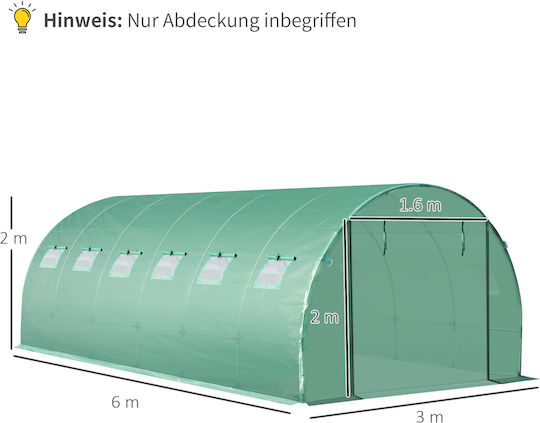 845-382GN Gewächshaus Tunnel 6x3x2m