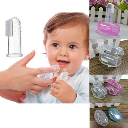 Mamababy Бебешка четка за зъби за пръст Розова