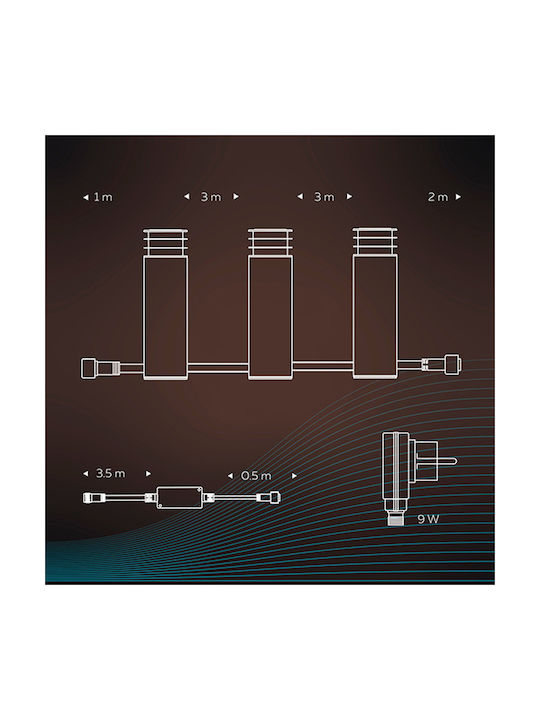 Calex Lampa Post Mic LED Pentru Exterior 9W Cu Lumină Alb Cald IP44 Negru
