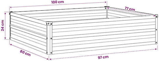 vidaXL Ghiveci Metalic Argintiu 100x80x24 cm