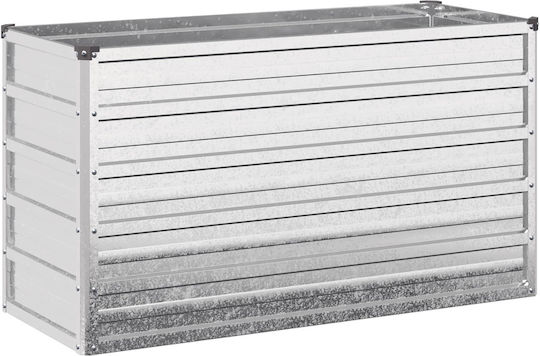 vidaXL Метална Саксия За Цветя Сребриста 100x40x55см
