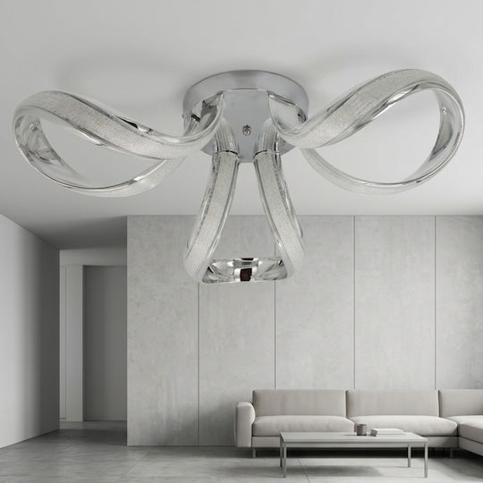 Keskor Plafonieră de Tavan 62cm Argintie cu LED Integrat