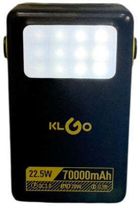 KLGO Power Bank 70000mAh 22.5W mit 3 USB-A Ausgangsanschlüsse Schwarz