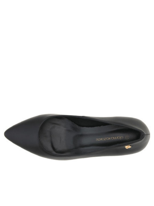 Leder Pumps mit Mittelhohem Absatz Schwarz