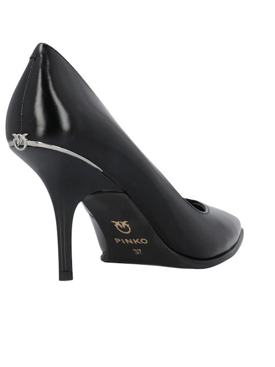 Leder Pumps mit Hohem Absatz Schwarz