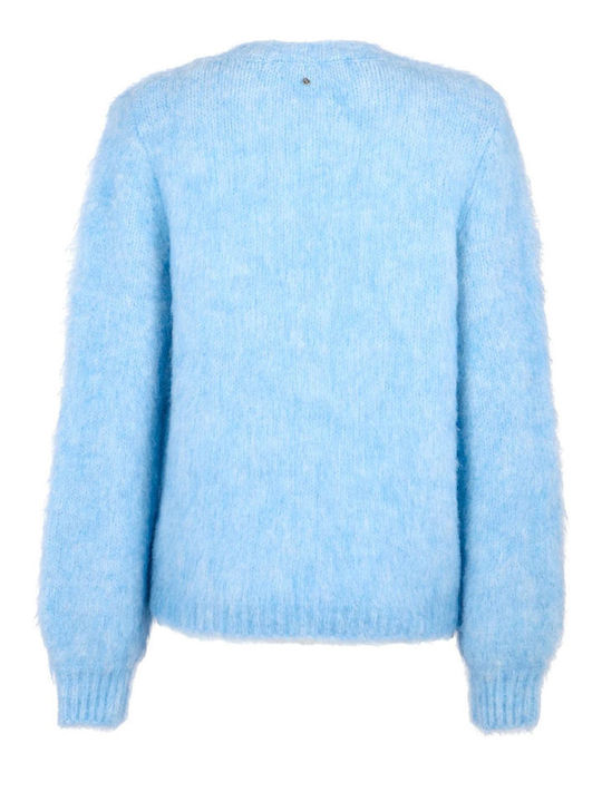 Gestrickte Damen Strickjacke Hellblau