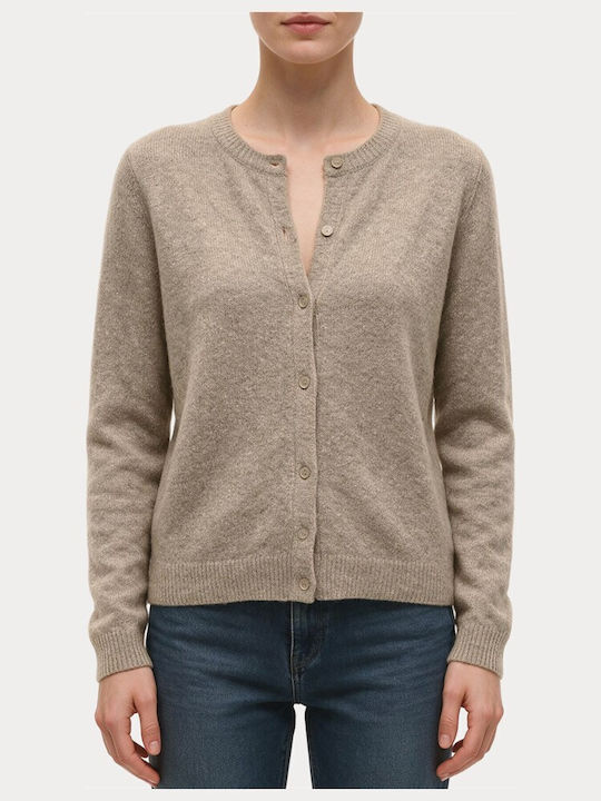 Lange Gestrickte Damen Strickjacke Mit Knöpfen Humus
