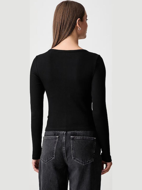Lang Gestrickte Damen Strickjacke Schwarz