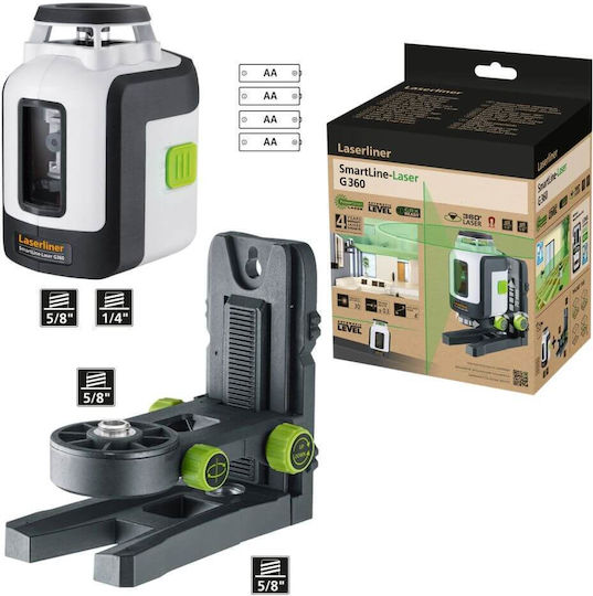 Laserliner G360 Γραμμικό Αλφάδι Laser Πράσινης Δέσμης 1.5V με Εύρος Εργασίας 30m