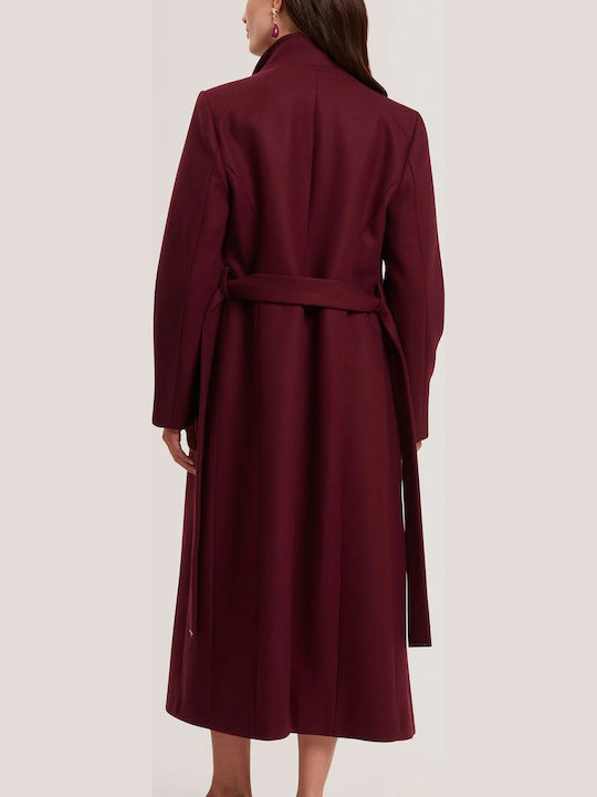 Дамско вълнено палто Oxblood