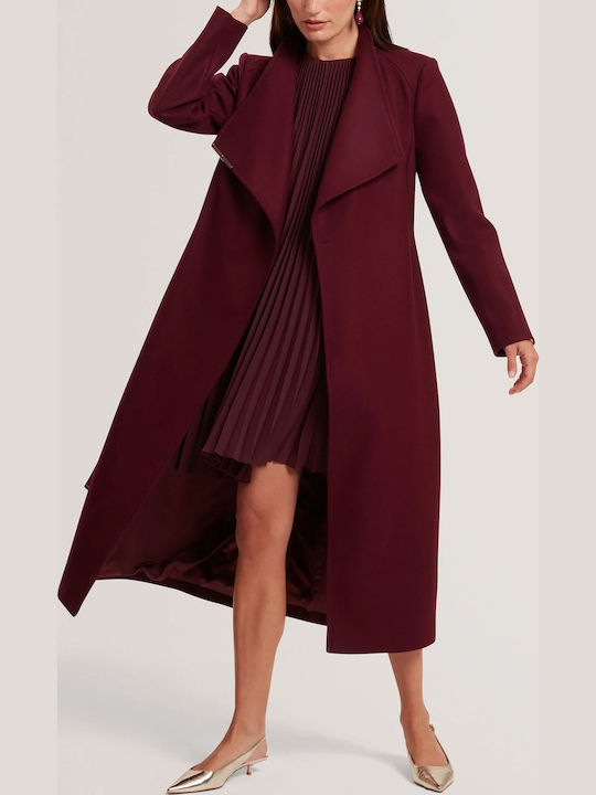 Дамско вълнено палто Oxblood