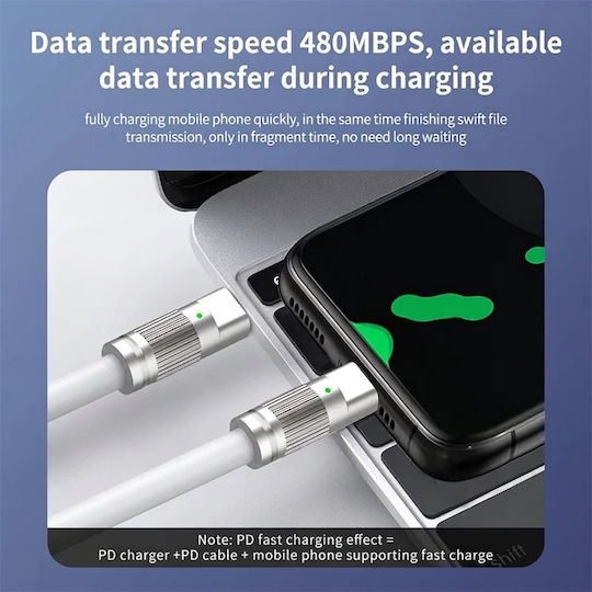 Leewello USB 2.0 Cable USB-C male - USB-C 100W Λευκό 2m