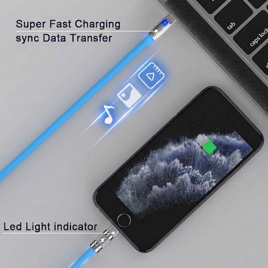 Leewello USB 2.0 Cable USB-C male - USB-A 100W Μπλε 1.2m