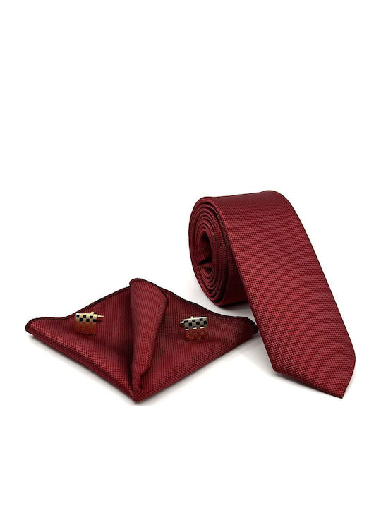 Legend Accessories Legend Σετ Ανδρικής Γραβάτας Μονόχρωμη σε Κόκκινο Χρώμα