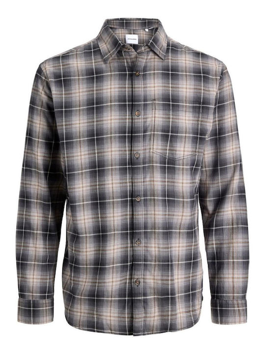 Kids Checked Long-Sleeved Denim Grey Shirt Black James