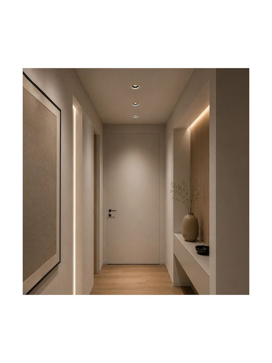 kelvo Metallic Recessed Spot with Built-in LED and Warm White Light White 8.5x8.5cm