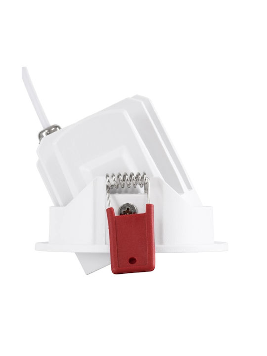 kelvo Metallic Recessed Spot with Built-in LED and Warm White Light White 8.5x8.5cm
