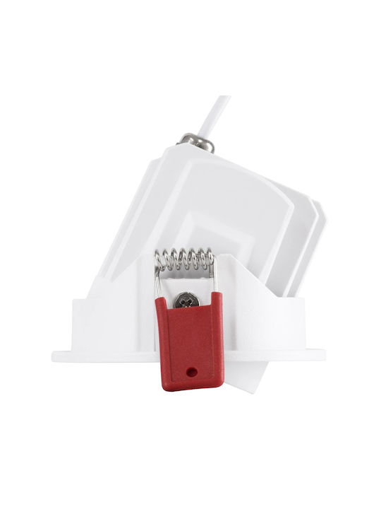 kelvo Metallic Recessed Spot with Built-in LED and Warm White Light White 8.5x8.5cm
