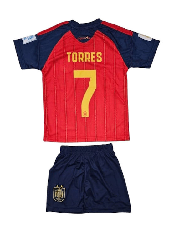 Детски Комплект Футбол Ferran Torres Национален Отбор на Испания World Cup 2026 Червен Balón De Oro Red Унисекс Детски Ab199