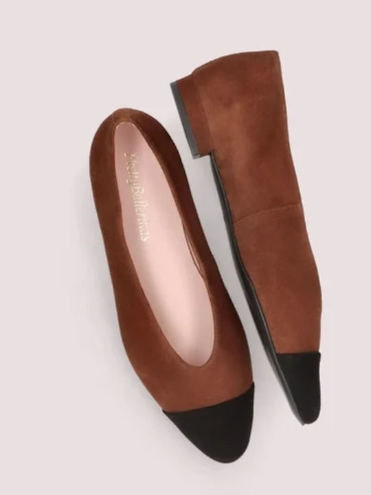 Super Mode Wildleder Damen Ballerinas Spitz zulaufend Braun