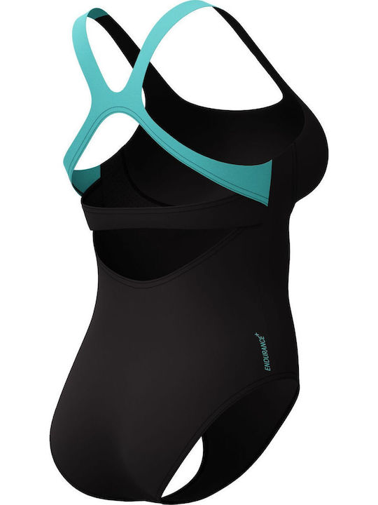 W Solid One Piece Swimsuit Black
