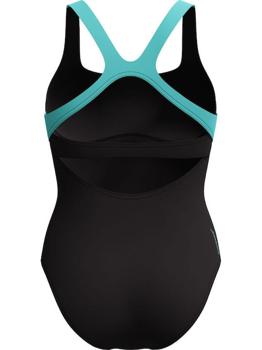 W Solid One Piece Swimsuit Black