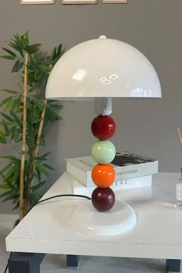 SteweHome Metal Table Lamp for E14 Socket with White Shade and Multicolour Base