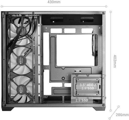 Tacens MCV5 Gaming Midi-Turm Computergehäuse mit Seitenfenster Schwarz