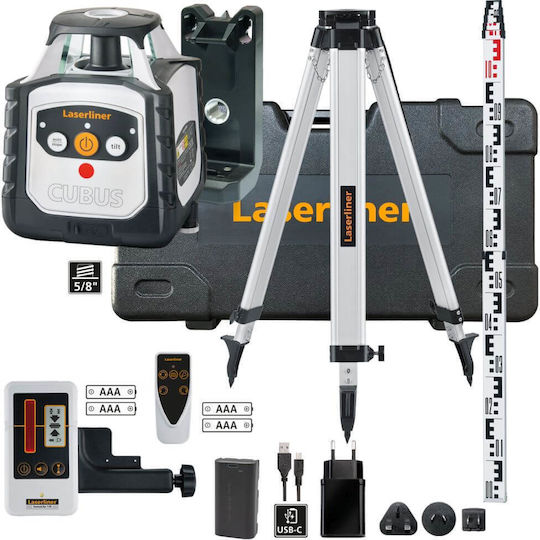 Laserliner Cubus 110 S Set Περιστροφικό Αλφάδι Laser Πράσινης Δέσμης 7.4V με Εύρος Εργασίας 1.5m