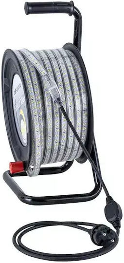 Prolutech Bandă LED Impermeabilă 220V Lumină Alb Natural 50m Tip SMD2835 cu Sursă de Alimentare