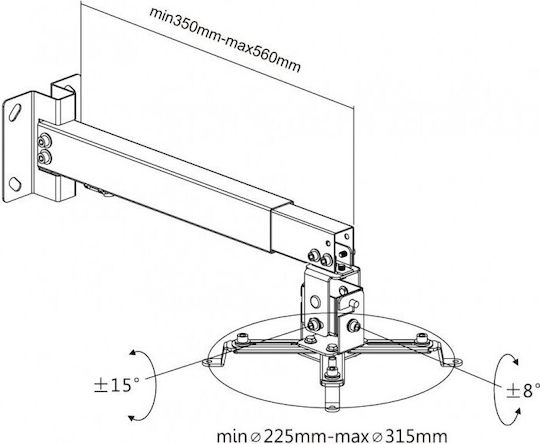 Reflecta Βάση Projector Οροφής Ceiling Mount Tapa L 430-650 με Μέγιστο Φορτίο 12kg Μαύρη