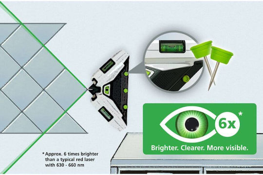Laserliner SuperSquare-Laser 2G Линеен Лазерен Нивелир със Зелен Лъч 1.5V с Работен Обхват 40m