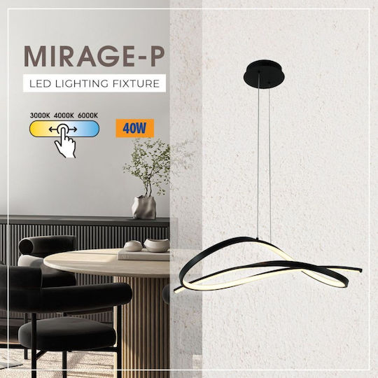 Vivalux Black LED Pendant Light with Adjustable White Light 62x31x120cm