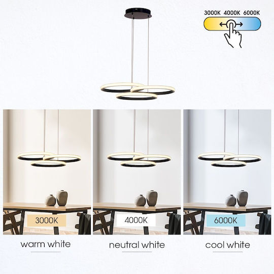 Vivalux Hanging Ceiling Light Black LED with Adjustable White Light 50x47x150cm