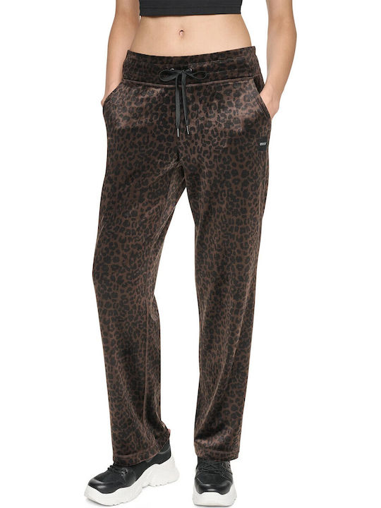 Damen Samt Hose in Gerade Bein Stil Leopard