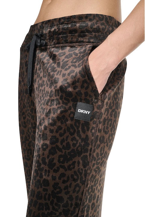Damen Samt Hose in Gerade Bein Stil Leopard