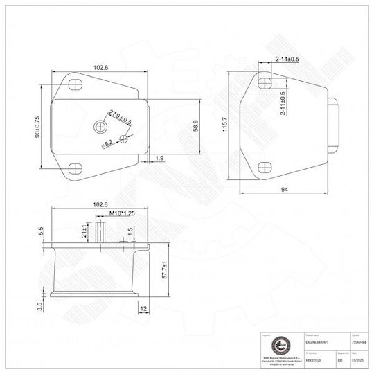 Предна опора на двигателя Hyundai Galloper Ii Mitsubishi Pajero Ii L200 Mb007023