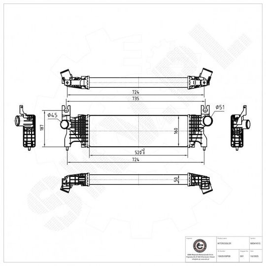 Ψυγείο Αέρα Υπερπλήρωσης Suzuki Sx4 S-cross Vitara 13620-55p00