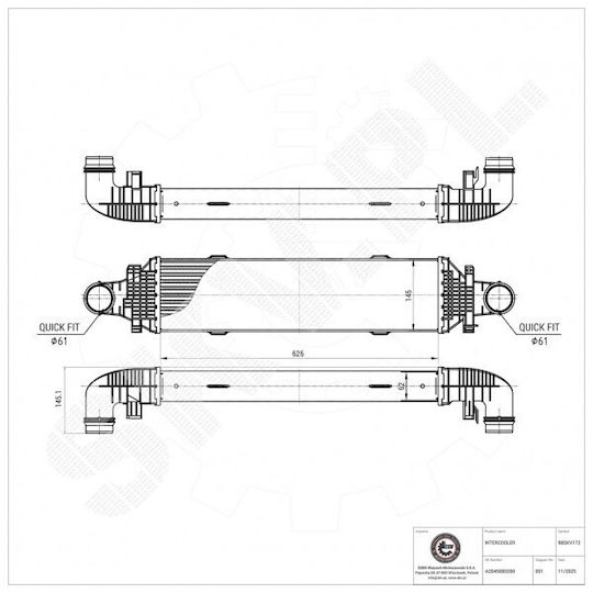 Ψυγείο Αέρα Υπερπλήρωσης Mercedes-benz C-class Cls E-class Glk-class Slk A2045000200